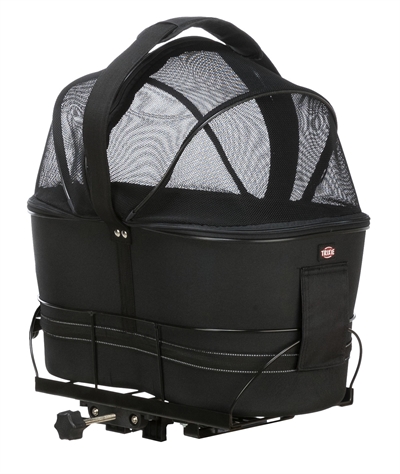 TRIXIE Fietsmand Achterop 48×29×42 cm – Zwart met Kussen en Kap