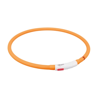 TRIXIE Lichtgevende Halsband Hond USB Oranje 70×1 cm – Oplaadbaar