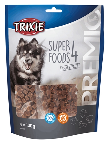 TRIXIE Premio Superfoods Snacks Kip/Eend/Rund/Lam 4x100 gram – Glutenvrij