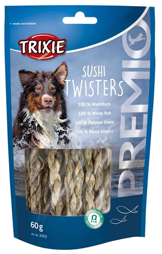 TRIXIE honden snacks Premio Sushi Twisters 60 gram – 100% witvis