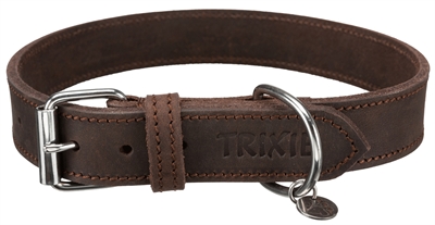 TRIXIE Hondenhalsband Rustic Vetleer Donkerbruin 48-56×3 cm – L
