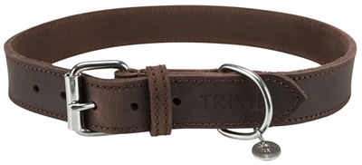 TRIXIE hondenhalsband Rustic vetleer donkerbruin 57-66×3 cm