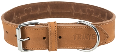 TRIXIE Halsband Hond Rustic Vetleer Heartbeat Bruin 55×4 cm – L-XL