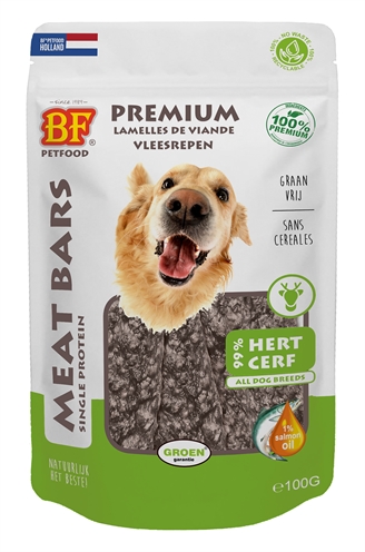 BF PETFOOD Meat Bars Hert 100 gr – 99% Vlees, Graan- en Glutenvrij