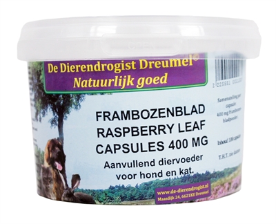DIERENDROGIST Frambozenblad Capsules 400mg 100 st – Ondersteunt zwangerschap