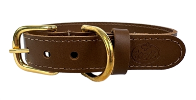SAZZZ Hondenhalsband Braveheart Classic Leer Bruin 22×1,5 cm – Verstelbaar