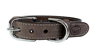 SAZZZ Hondenhalsband Nomad Vintage Leer Bruin 22×1,5 cm – Verstelbaar
