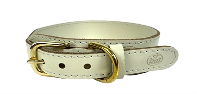 SAZZZ Hondenhalsband Pioneer Classic Creme 32-39×3 cm – Leer