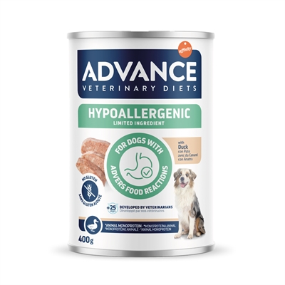ADVANCE VETERINARY DIET Hypoallergene Eend Hondenvoer 6X400 GR – Glutenvrij