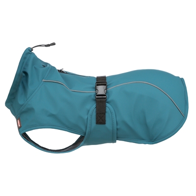 TRIXIE Hondenregenjas Vimy Water- en winddicht | Ritssluitingen voor halsband/tuig - Petrol - Rug 40 cm, Buik 40–54 cm
