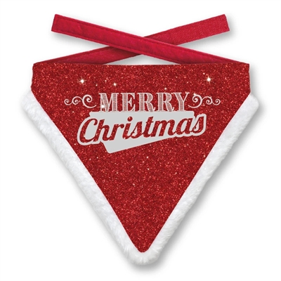 PLENTY GIFTS hondenbandana Merry Christmas Glitter 22×25 cm – rood