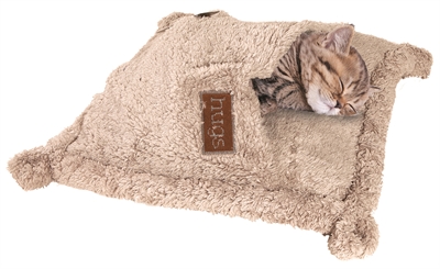 HAPPY PET Katzenschlafsack HUGS Snuggle 50×50 cm - Plüsch Grau